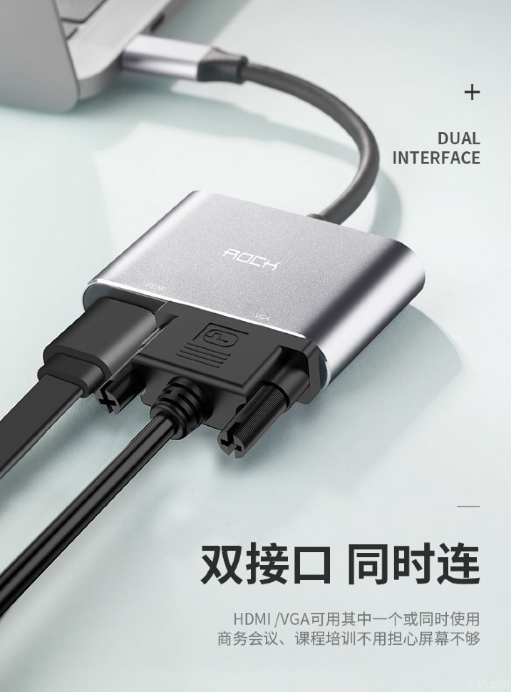 Переходник Rock Type-C to HDMI+VGA Converter RCB0689 