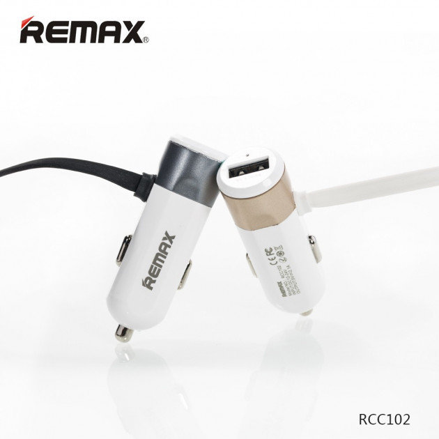 Автомобильное зарядное устройство REMAX Fast 8 RCC102 с кабелем 2 in 1 (1USB 3.4А) 