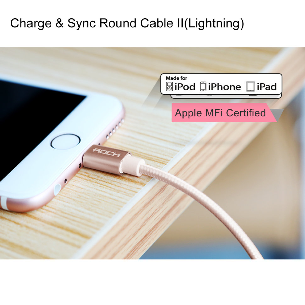 Кабель Rock MFI Charge & Sync round Cable II 100см 