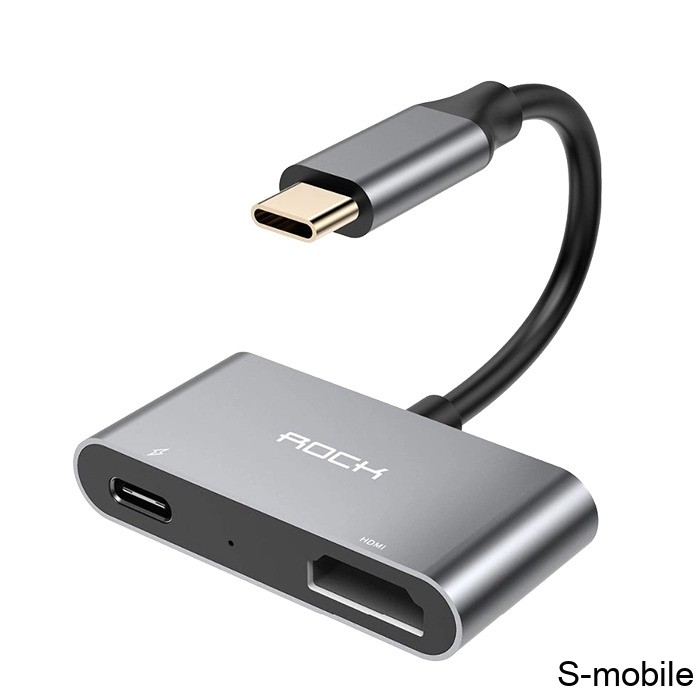 Переходник Rock USB-C To HDMI+PD Converter 2 in 1 