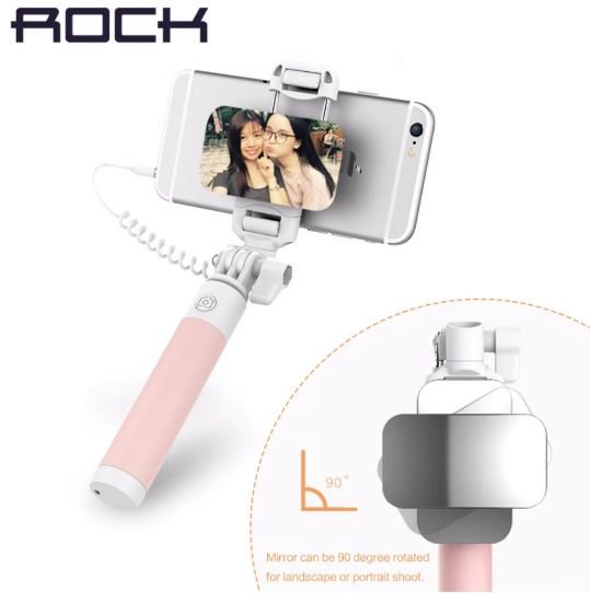 Монопод для селфи Rock Mini selfie stick with wire control & mirror rot0747 