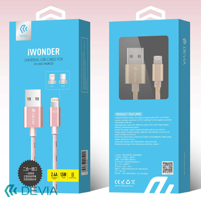 Кабель Devia iWonder universal USB cable for IOS and Andriod 