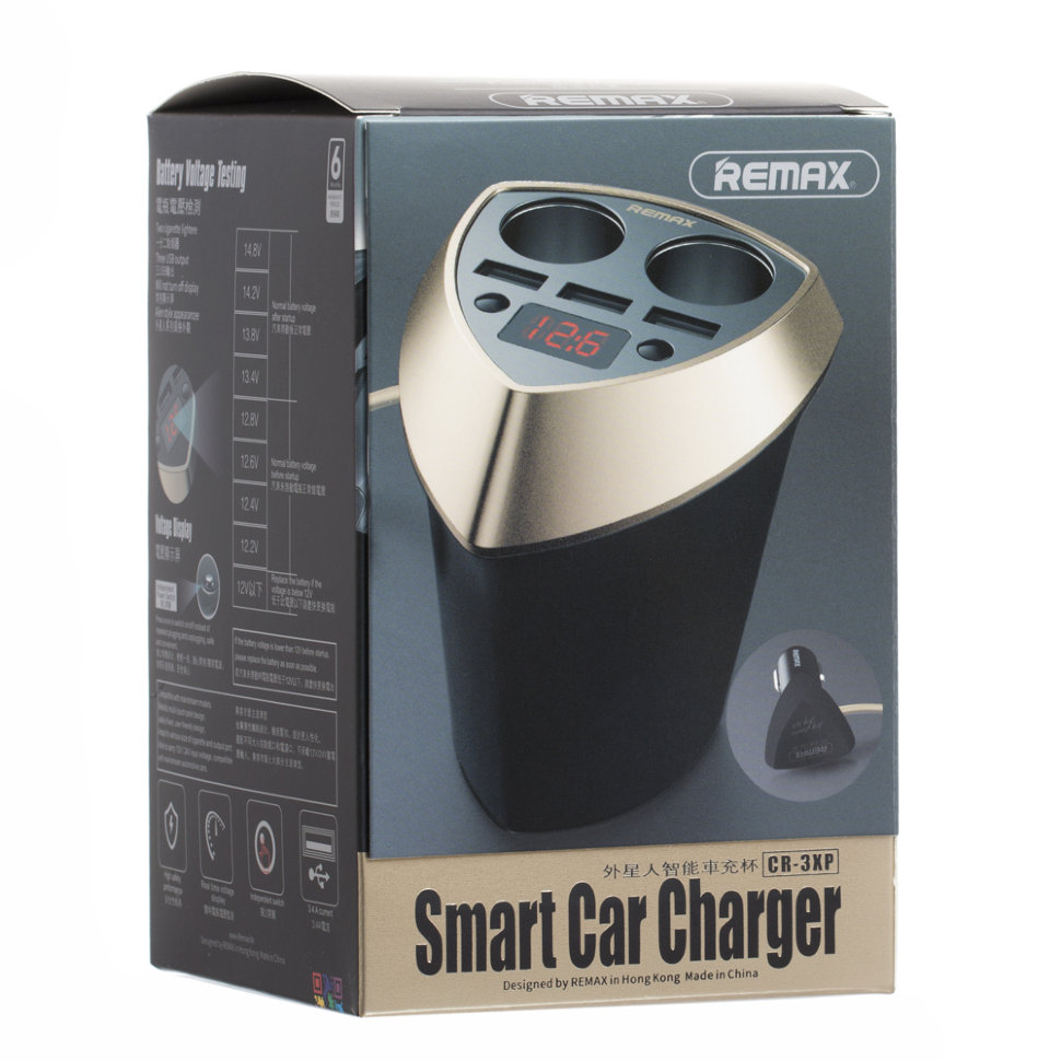 Автомобильное зарядное устройство REMAX Alien Series Smart Car Charger CR-3XP 3 USB 