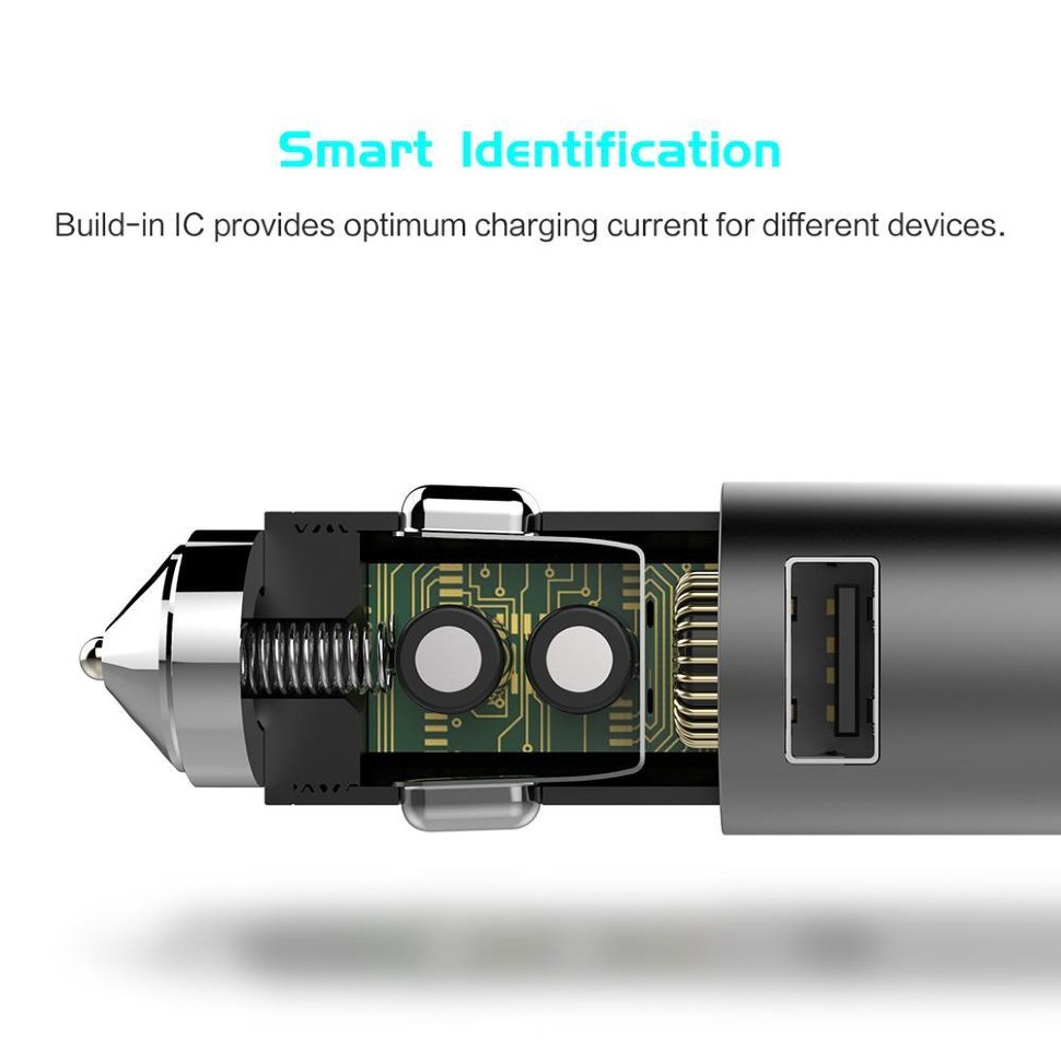 Автомобильное зарядное устройство Rock Space Emergency Hammer Car charger + Wireless Bluetooth Earphon 