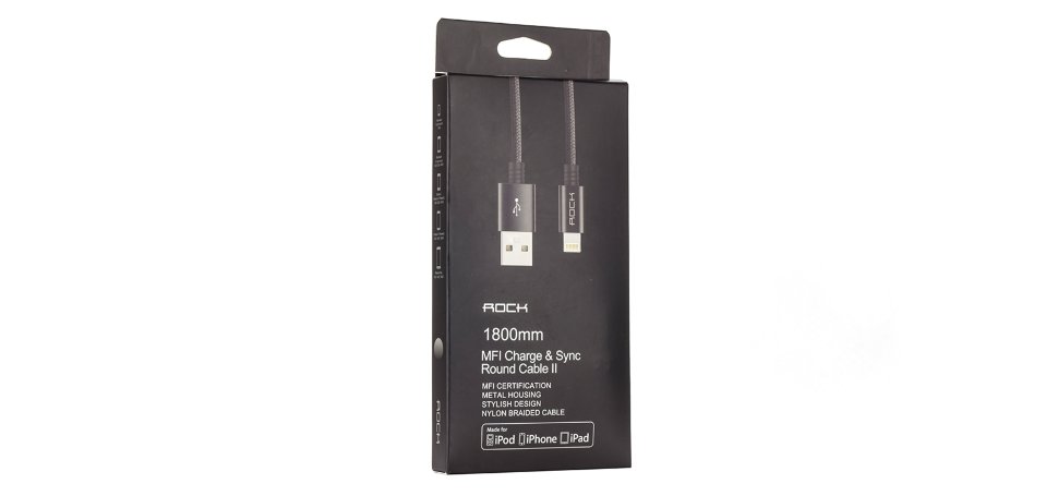 Кабель USB/Lightning Rock MFI Charge & Sync Round Cable II 1800mm 