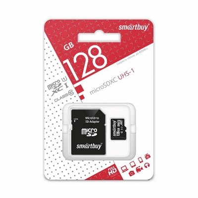 Карта памяти MicroSD 128GB Smart Buy Class10 + SD адаптер 