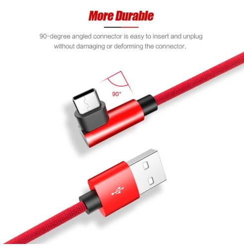 Rock L-shape Type C Metal  Charge & Sync round Cable 