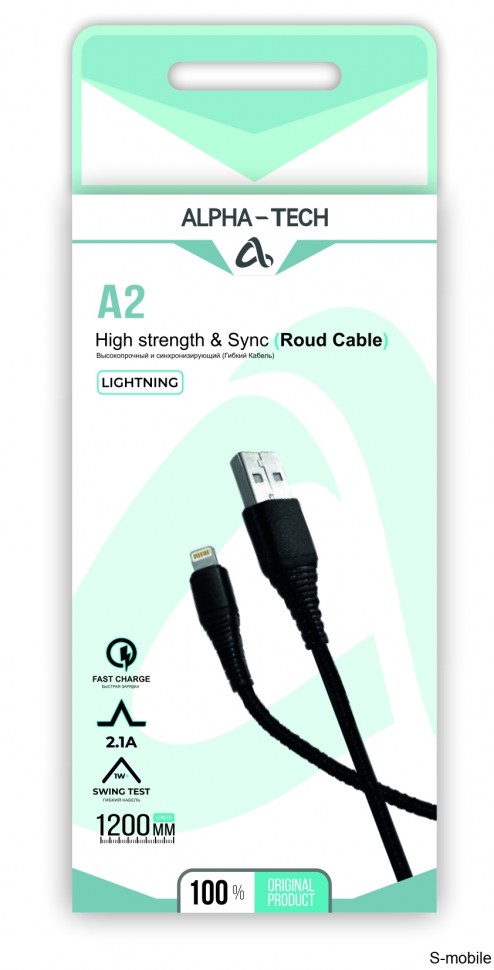 Кабель ALPHA-TECH A2 High strength & Sync USB to Lightning 