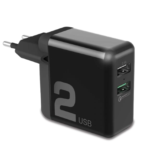 Зарядное устройство Rock T13 Dual Port QC3.0 Travel Charger чёрное 