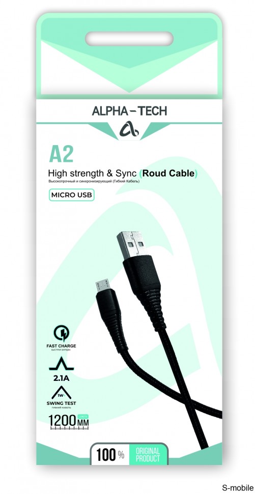 Кабель ALPHA-TECH A2 High strength & Sync USB to Micro 