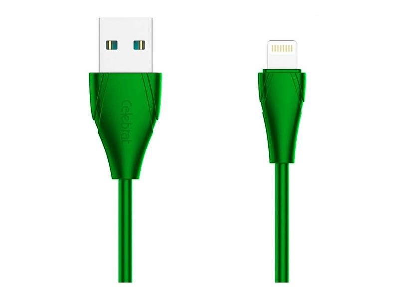 Дата-кабель Celebrat CB-01i Lightning USB зелёный 