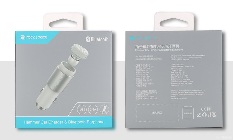 Зарядное устройство + bluetooth гарнитура Rock Space Hammer rau0559 Car Charger&Bluetooth earphone 