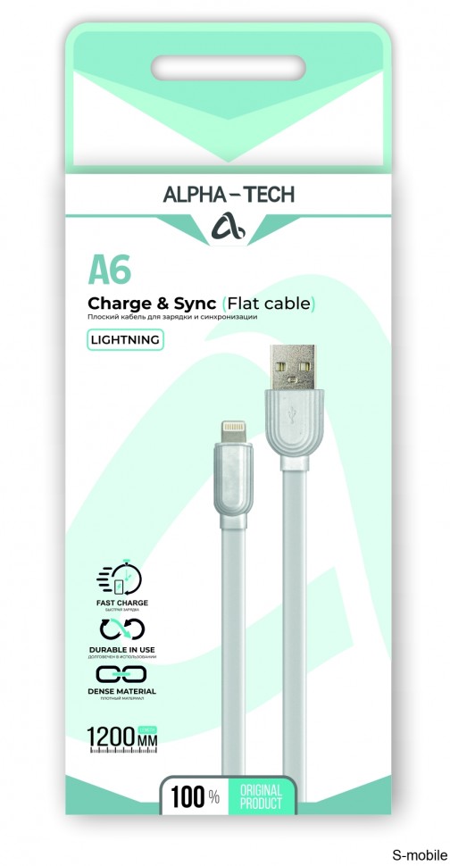 Кабель ALPHA-TECH A6 Charge & Sync USB to Lightning  