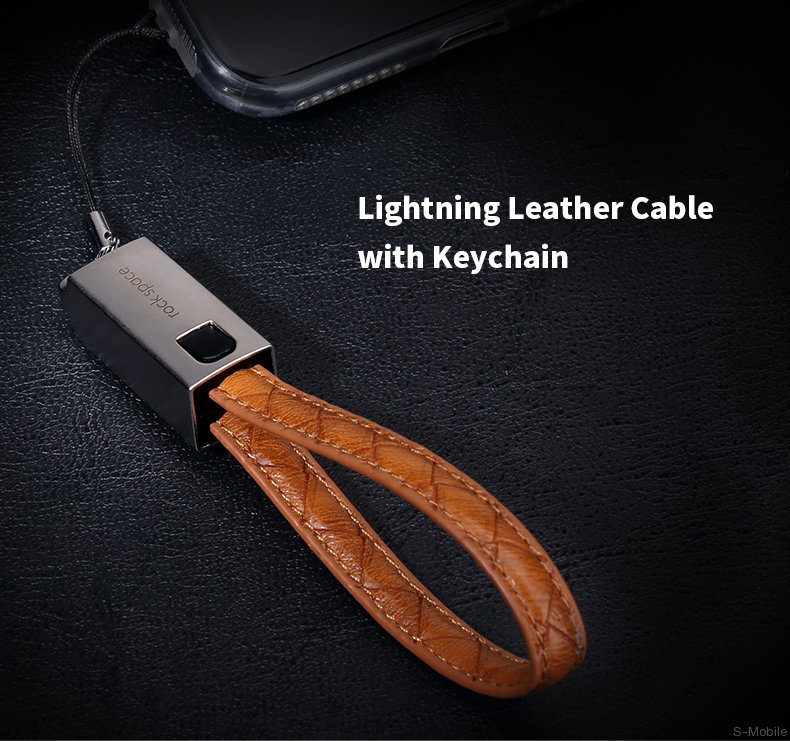 Кабель-брелок usb на Lightning Кожаный Rock Keychain 14см 