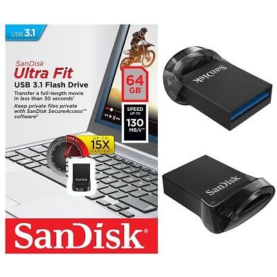 Флеш-накопитель USB 3.0  64GB  SanDisk  Ultra Fit  (New) 